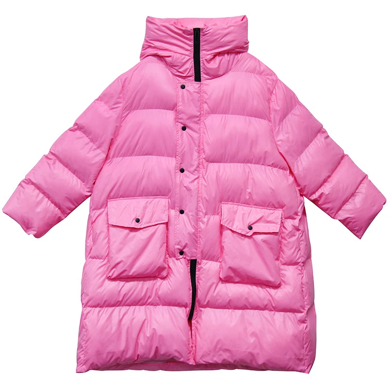 pink QING MO, черное зимнее женское клетчатое пальто,, женское плотное теплое хлопковое Стеганое пальто с большими карманами, высокое качество, ZQY1931 - Цвет: pink