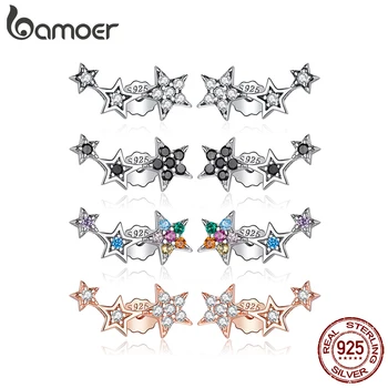 Rainbow Multiple Crystal Star Stud Earrings 925 Sterling Silver Earrings