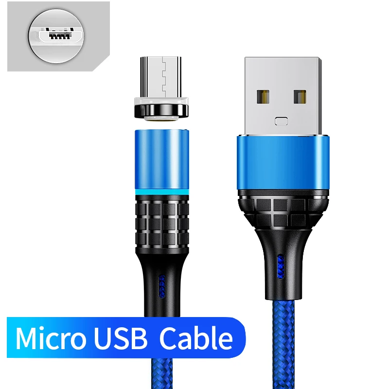 Udyr Магнитный кабель Micro usb type C зарядный кабель для samsung iPhone 7 6 зарядное устройство быстрый Магнитный кабель USB C Шнур адаптер для проводов - Цвет: For Micro Blue