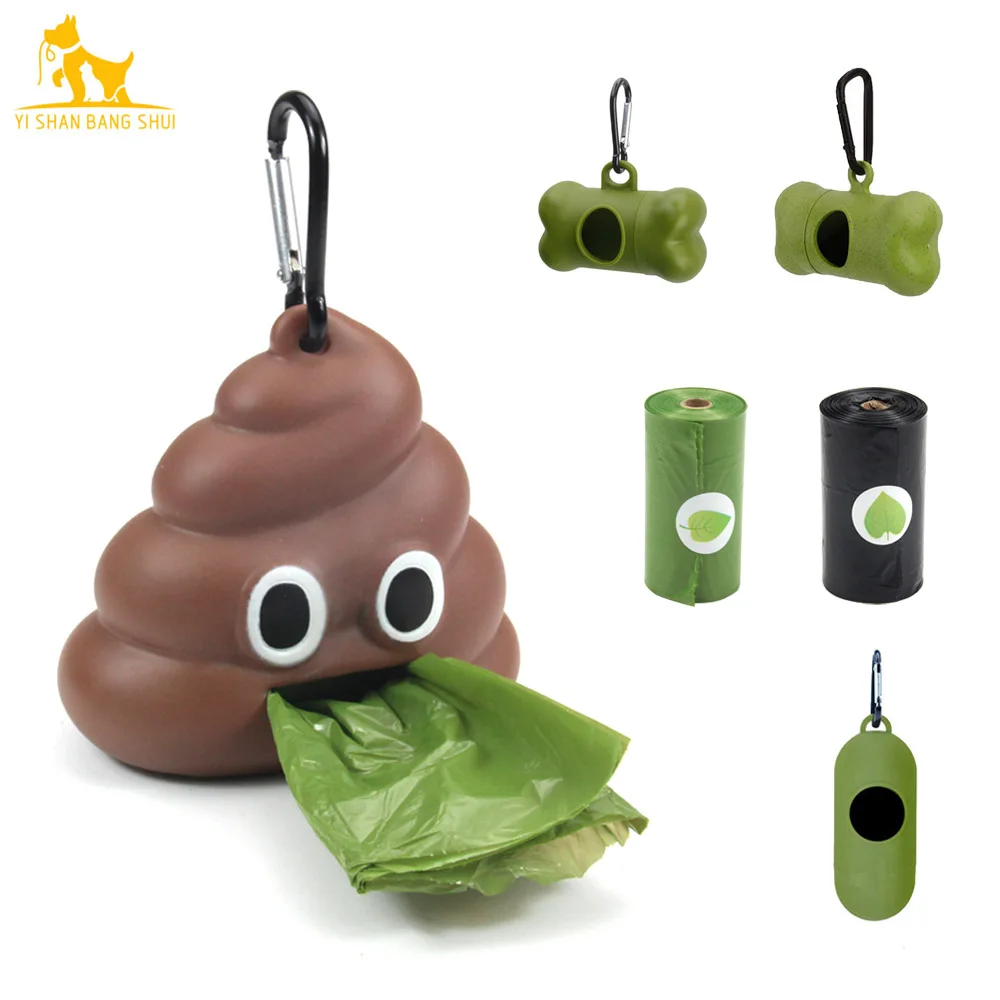 Dispensador de bolsas de residuos ecológico, Bolsa para popó Biodegradable negra para limpieza de residuos de perros y gatos, suministros para mascotas