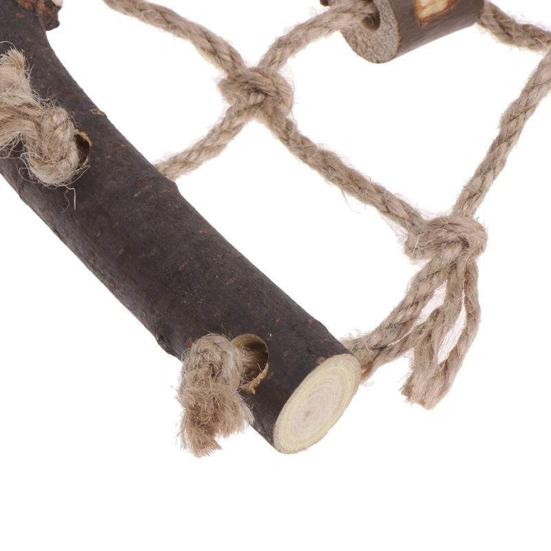 Hanging Hemp Wood Bird Swing Ladder Parrot Climbing Net Cage Game Bird Gym Toys