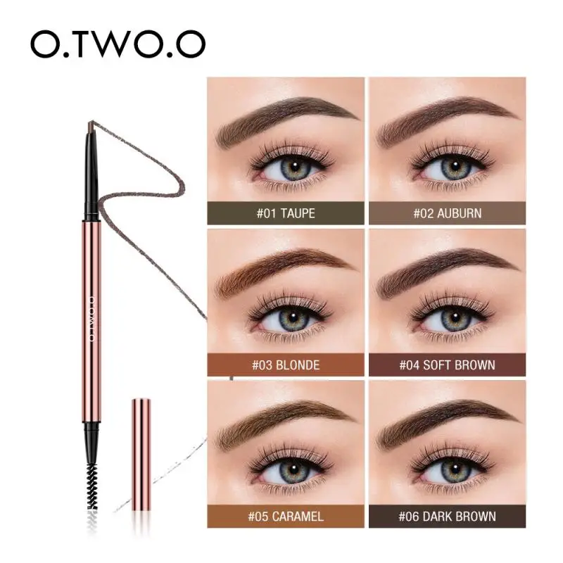 

O.TWO.O Double-headed Ultra-fine Triangular Eyebrow Pencil Automatic Rotating Waterproof Lasting Eyebrow Pen Brow Makeup TSLM1