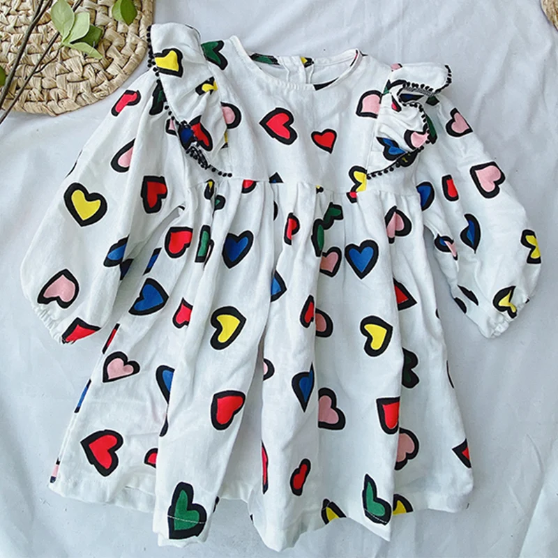 

Girls Dress Little Girls Dresses Summer Dress For Girls Color Love Print Princess Girl Baby Dress