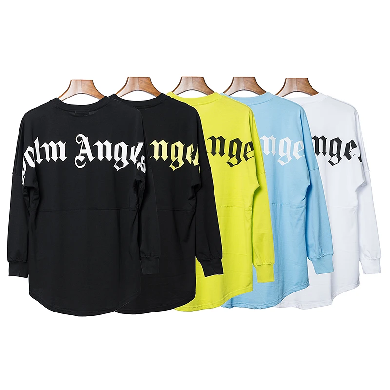 

19SS Palm Angels T Shirt Big Logo Long Sleeves Palm Angels T-shirt High Quality Streetwear Hip Hop Palm Angels Tshirt Men Women