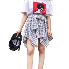 TASTIEN/Модная клетчатая мини-юбка для девочек, брюки с эластичной резинкой на талии, необычный дизайн с бантом, повседневная юбка, женские шорты со шнуровкой, 4 цвета