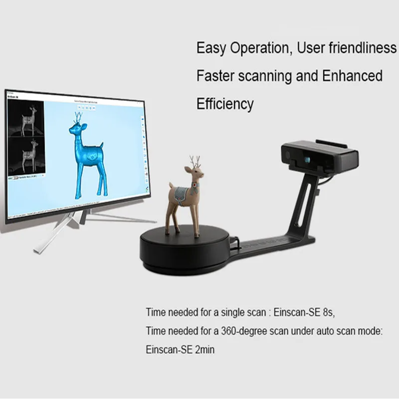 Einscan-SE 데스크탑 백색광 3D 스캐너, STL 파일로 저장, 빠르고 다용도, 쉽고 빠름, 3D 인쇄와 호환