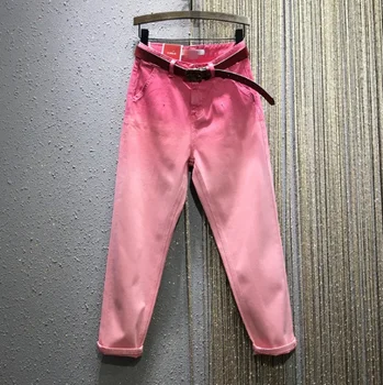 

Woman Jeans 2020 Spring Autumn New Candy Gradient Color Casual Harem Denim Ankle-length Pants Women's Fashion Jean Jeans Pants