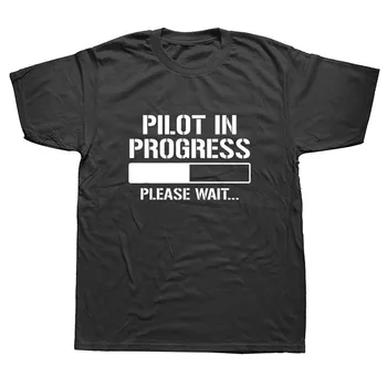 

Summer Style Funny Pilot In Progress Men T Shirt Streetwear Short Sleeve Print Cotton Hip Hop Casual O-Neck T-shirt Tops Tee