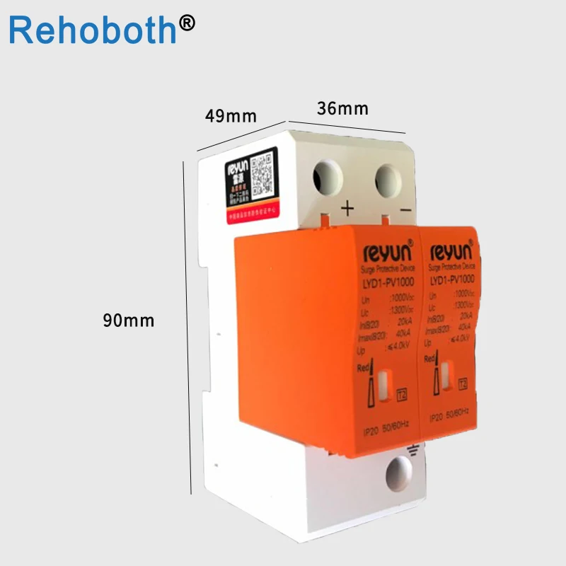DC 500V 800V 1000V 2 P 20~ 40KA devisitif de защита против напряжения parafoudre basse tension House 2 pоles защита