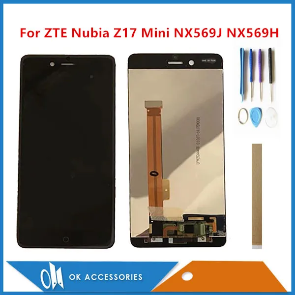 5," для zte Nubia Z17Mini Z17 Mini NX569J NX569H ЖК-дисплей с сенсорным экраном дигитайзер Датчик Белый Черный с инструментами лента