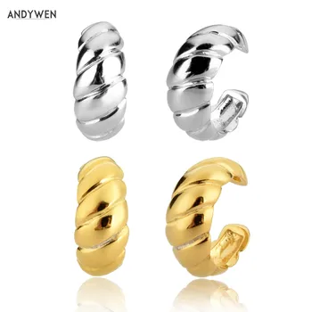 

ANDYWEN 925 Sterling Silver Big Screw Ear Cuff Earring Piercing Rock Punk Non Piercing Clips Earcuff 2020 Rock Punk Jewelry