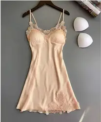 Шелковая имитация сексуальная ночная рубашка Женское ночное белье, ночная рубашка домашнее платье спальное платье сексуальная ночная