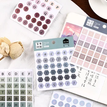 

3 Sheet Number Stickers Round Sticker Flakes for 2020 Scrapbooking Diary Stickers Decoration Paper Stationary Office Accessories