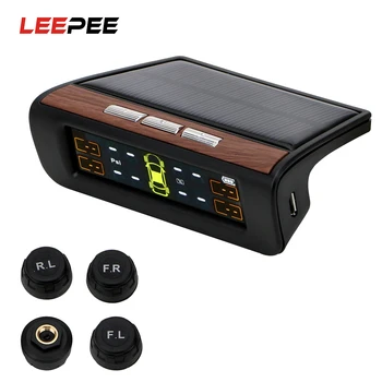 

LEEPEE Digital LCD Display Tyre Pressure Monitoring System Car TPMS Solar Power Auto Security Alarm Systems Monitor
