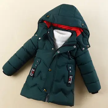 

INS HOT Children's padded jacket kid's winter clothes thick handsome mid-length Wavy quilting line kids parka hooded 3 colors