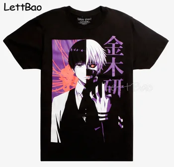 

Tokyo Ghoul KANEKI SPLIT FACE Korean Style Japanese T-shirt Droshipping Men Summer Short Sleeves Anime Vintage Large Size Tshirt