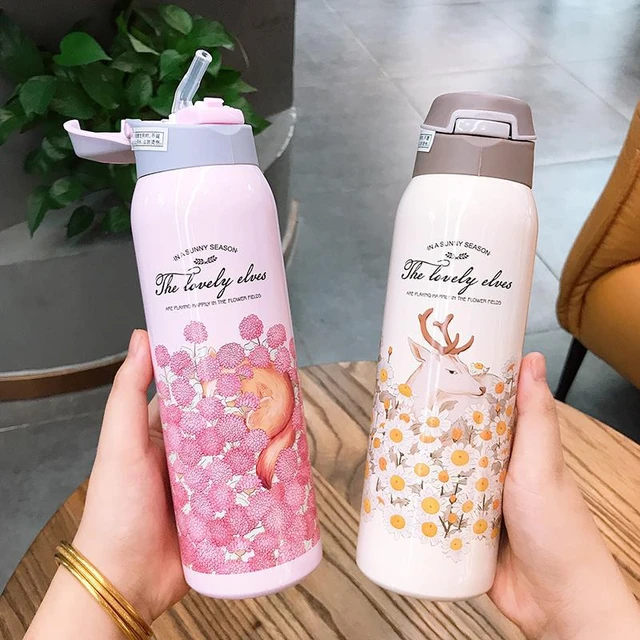 Coffee Tea Stainless Steel Vacuum Cute Flask Thermos insulated Girl Water  Bottle