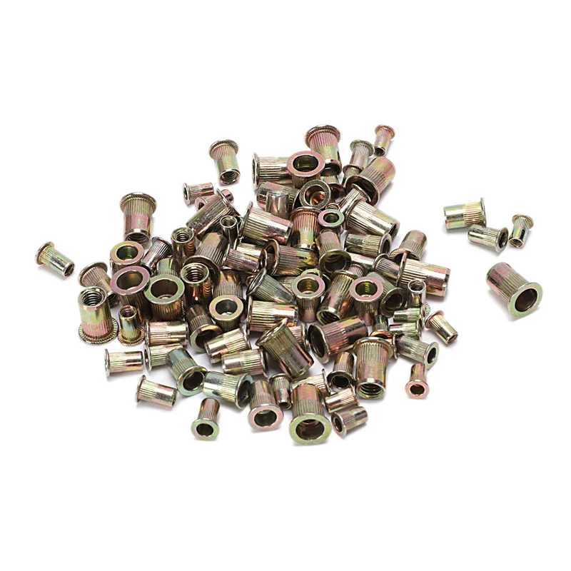 Горячая XD-100pcs Чой цинкпотайной головкой заклепочные гайки Rivnuts Nutserts M4/5/6/8