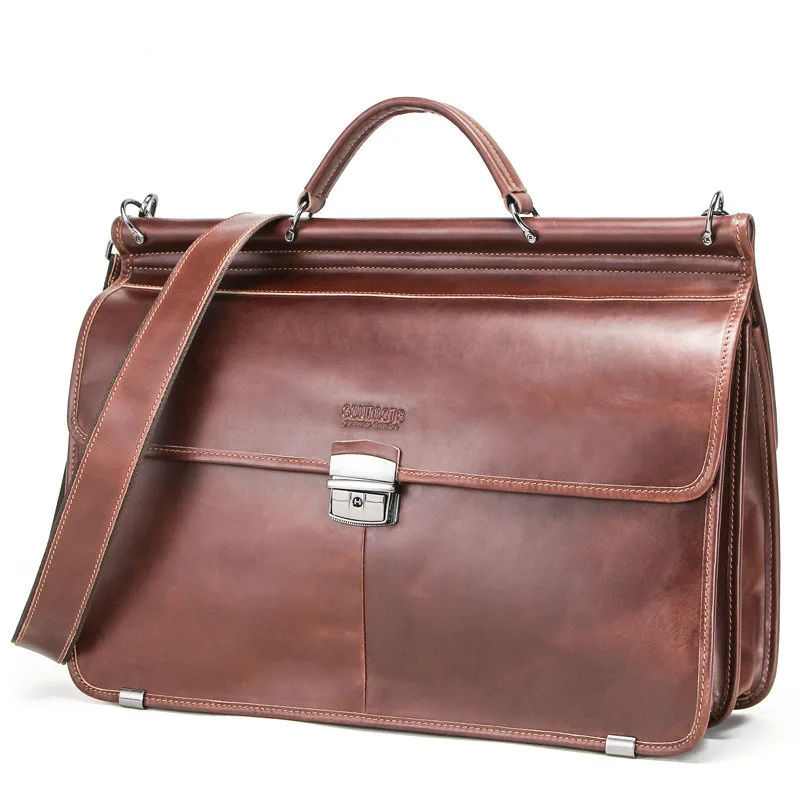 

Men's bag, leather business document, large capacity, multi-function, single shoulder, oblique straddle leather computer bag