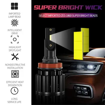 

Mini Car LED Headlight Bulbs 60W Universal Conversion Lamp Kit H1 H3 H4 H7 Running Auto Fog Head Lamp Smart Fan Cooling