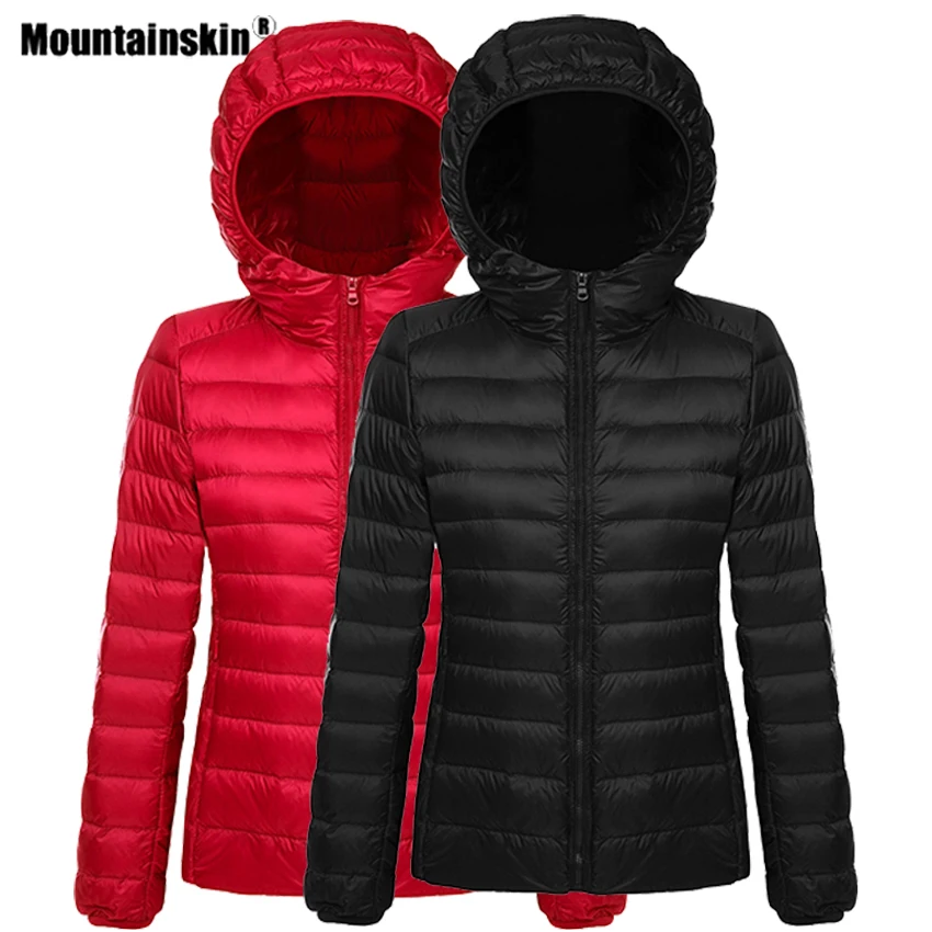 Женский пуховик с капюшоном Mountainskin тонкий пуховик-ветровка для походов и занятий