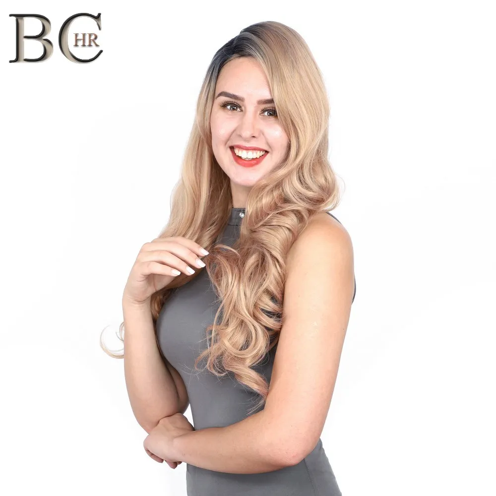 BCHR длинные натуральные волнистые синтетические 13*4 парик на кружеве цвета розового золота бесклеевой натуральный парик для женщин