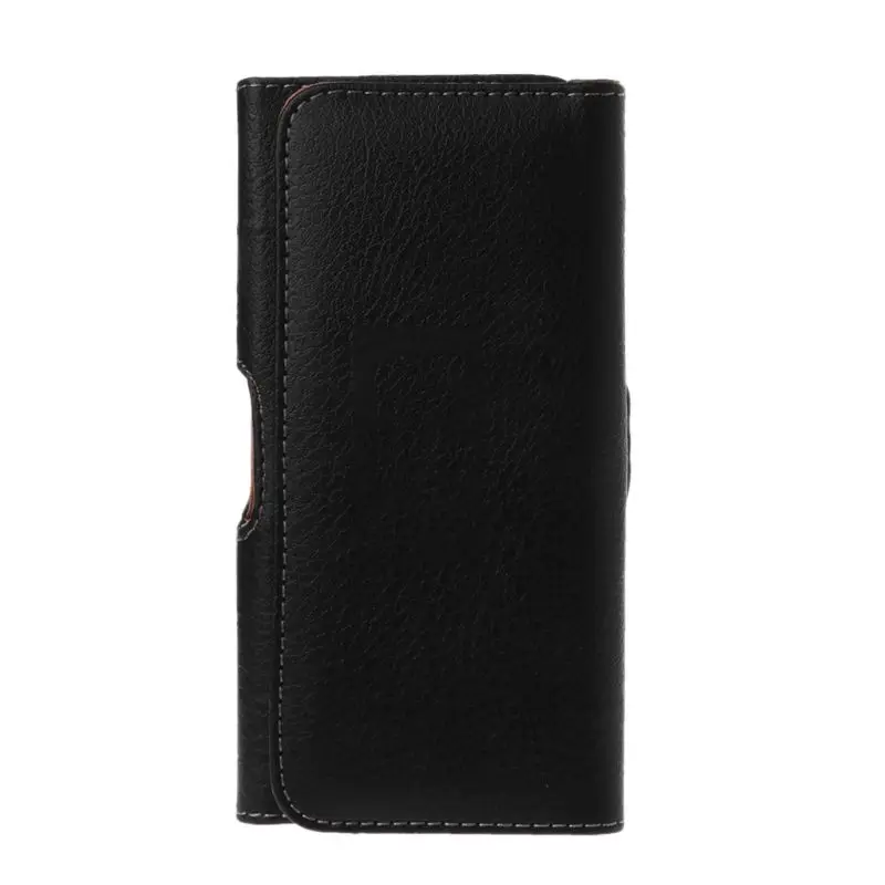 Universal Pria Hitam Leather Belt Sarung Klip Ponsel Kantong Horisontal Pinggang Casing untuk iPhone Samsung Huawei Xiaomi Ponsel