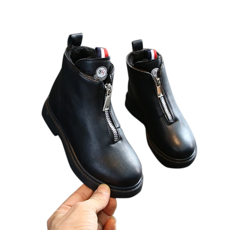 

Children Martin Boots PU Leather Waterproof Girls Boots Winter Kids Snow Boots Brand Girls Princess Shoes Rubber Boots New