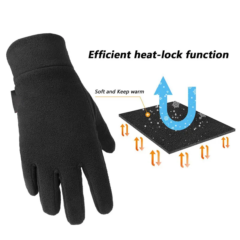 Man Outdoor Riding Fleece Gloves Winter Light Thermal Sports Full Finger Glove Running Jogging New