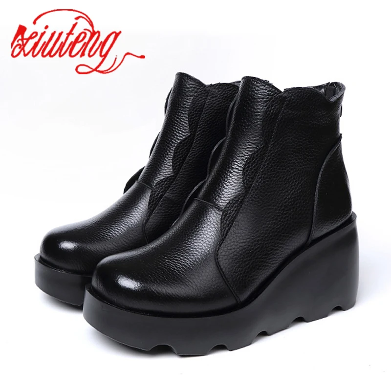 Xiuteng/ г. Новые модные высокие женские ботинки, увеличивающие рост зимние повседневные женские ботинки на толстой подошве