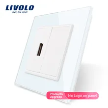 Livolo 4 цвета с украшением в виде кристаллов Стекло Панель, одна банда разъем USB разъем Socket/розетка, C791U-11/12/13/15, без логотипа на Панель