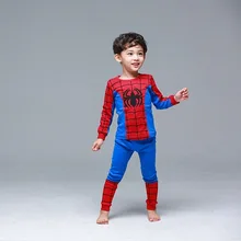 Стильный хлопковый комплект нижнего белья с человеком-пауком для мальчиков Детский хлопковый трикотажный спортивный костюм Детская Пижама с рисунком