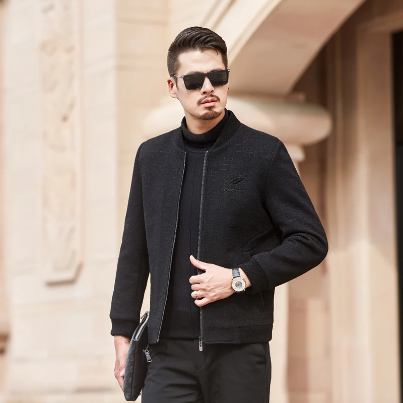 

Winter Men Coat Fashion Brand Clothing Fleece Lined Thick Warm Woolen Overcoat Male Wool Blend Men's Coat8834