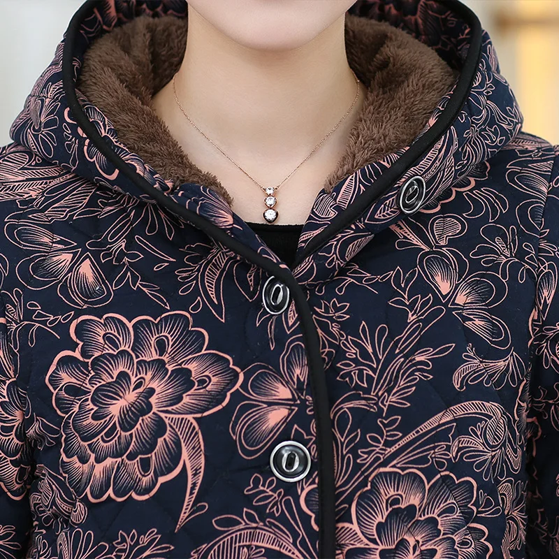 

Elderly Spring Thick WOMEN'S Top Grandma-Cotton Coat plus Velvet Winter Grandma Cotton Overcoat 60-70-80-Year-Old