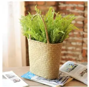 

Seaweed flower basket dried flower arrangement decoration retro hand-woven rattan handbag sundries