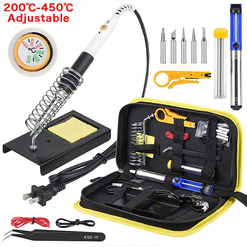 

JCD soldering iron EU/US/UK PLUG adjustable temperature 60W 220V/110V welding solder iron kit with soldering tips Desoldering908
