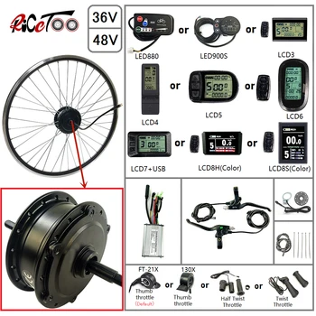 

RICETOO Electric Bicycle Kit 36/48V 350W Rear Rotate Hub Wheel Motor with Optional 16"-29" 700C Rim Wuxing Throttle KT PAS Ebike