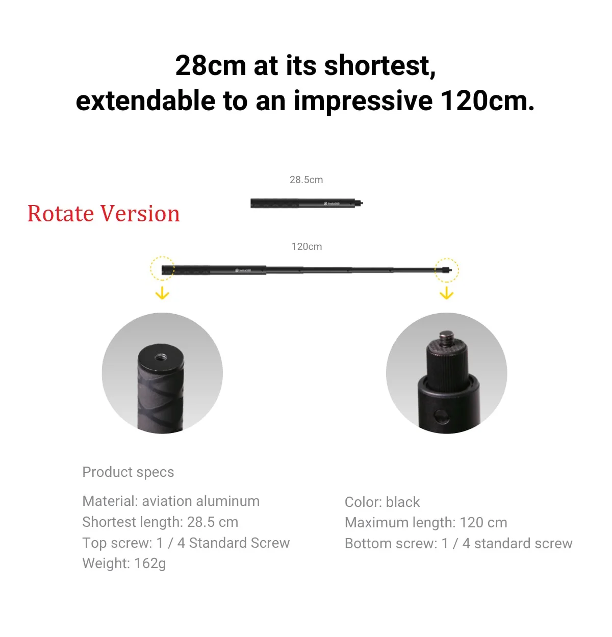 haste de extensão fibra carbono insta 360 um x 2 acessório
