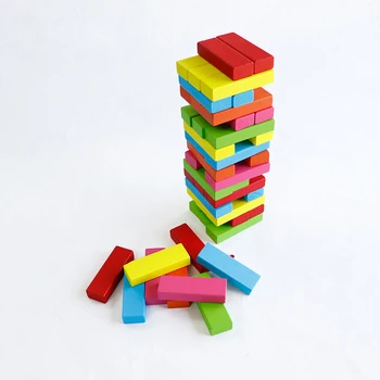 

48PCS Wooden Large Colorful Blocks Building Jenga Blocks Pulling Blocks Children Educational Toys children toys 0215