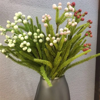 

Plastic Algae Matsutake Grass Small Ball with Leaves Flower Arrangement Artificial Flowers Home Wedding Decoration Fake Plants