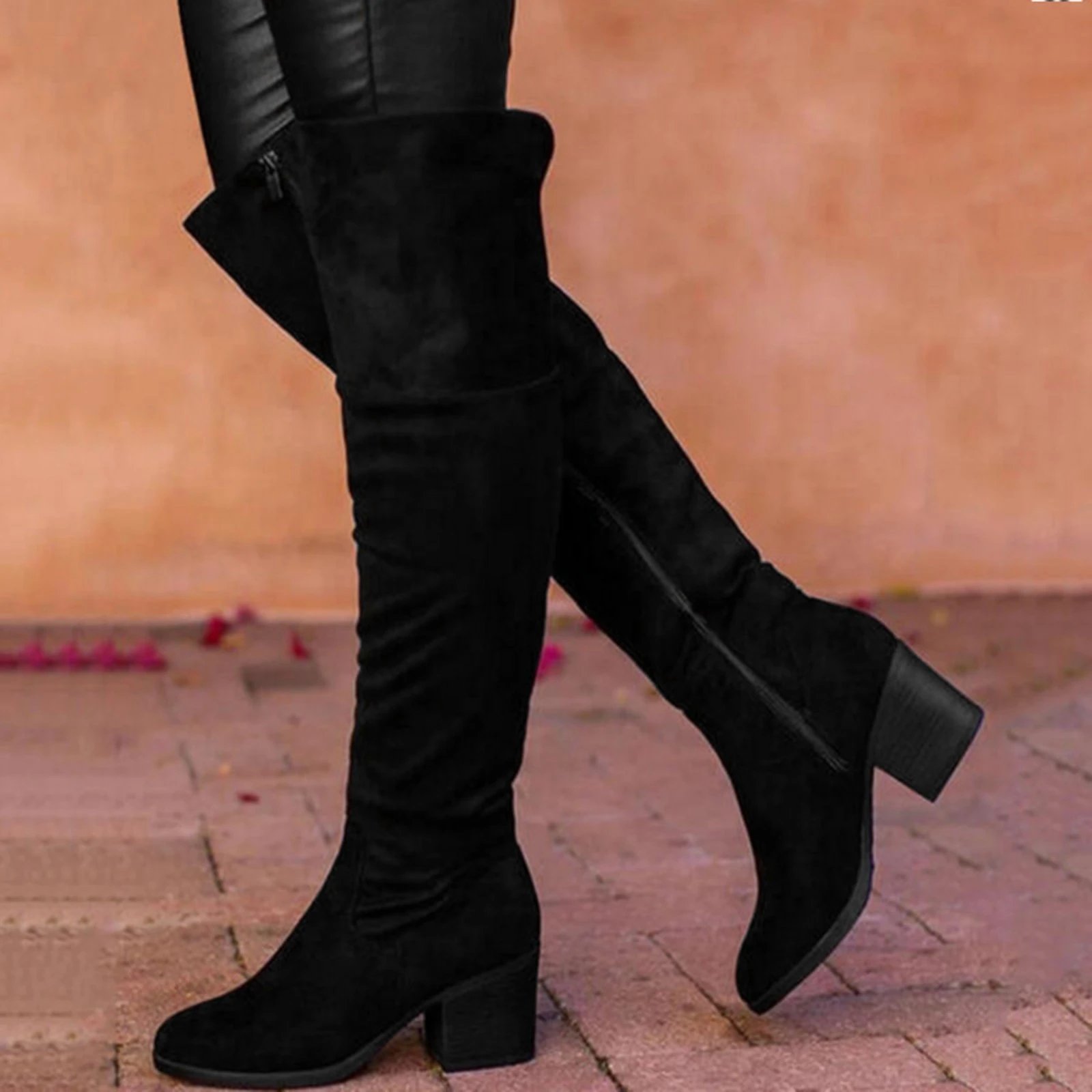 dessert Monarchy Fore type Women Boots Winter Over The Knee Boots Long Boots Comfort Shoes Chunky High  Heels Pure Color Retro Thigh Boots Женские сапоги|Knee-High Boots| -  AliExpress