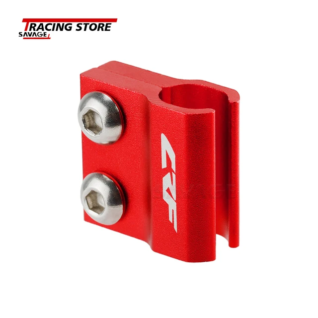 Clip Per Cavo Freno Moto Per Honda CRF - In Alluminio, Rosso, Per Fissare Tubi Freni Anteriori