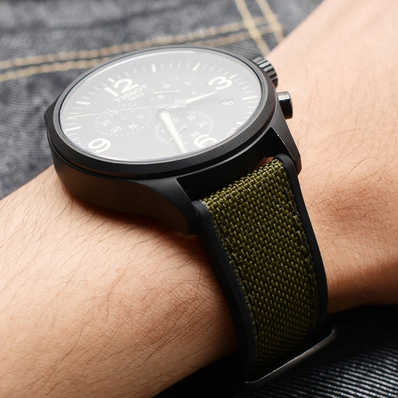 Canvas silicone rubber soled watchband for Seiko ssb373p1/ssb369p1/  ssb371p1 nylon waterproof Sports Strap 21mm 22mm wristband|Watchbands| -  AliExpress