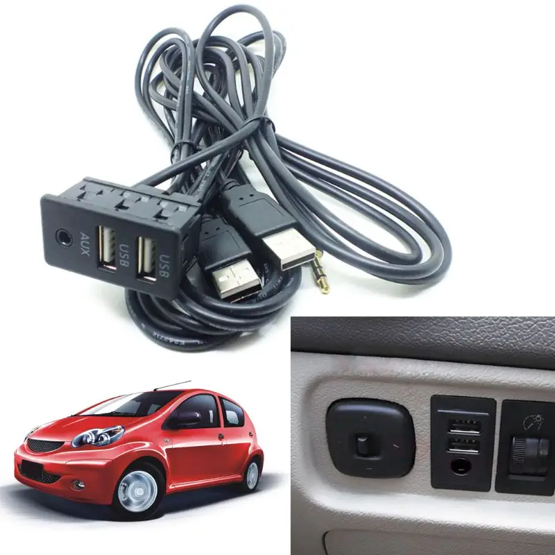 1 шт., 1,5 м, автомобильное крепление, AUX USB порт, панель, двойной USB кабель-удлинитель, адаптер, Аксессуары для автомобилей