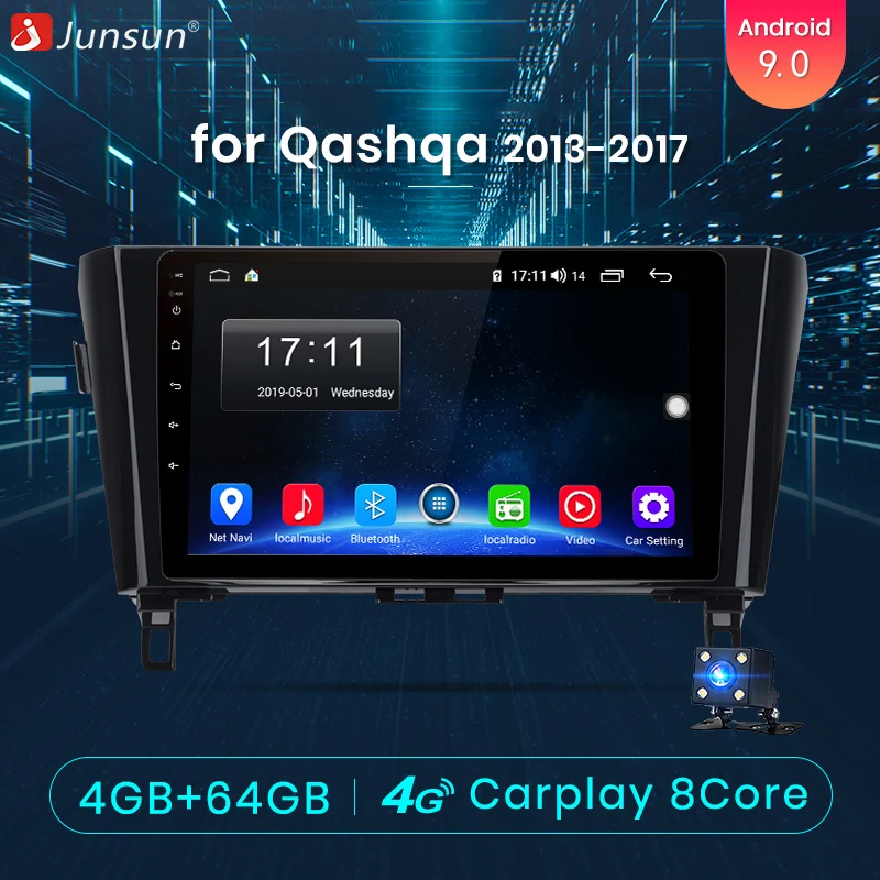Junsun V1 pro 4G+ 64G CarPlay Android 9,0 DSP для Nissan Qashqai X-Trail 2013- автомобильный Радио Мультимедиа Видео плеер gps