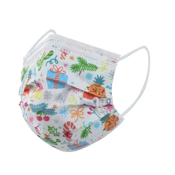 

50/100PCS Adult's Disposable Mask Christmas Print Masks Non-woven Three-layer Protection Dustproof Mascarillas Mascarilla