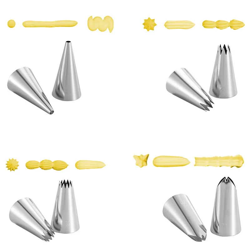 Bakery Decorating Nozzle Set 16 Pieces Cake Cream Pattern Decorating Tool Novice Household Cake Cookie Soluble Bean Set