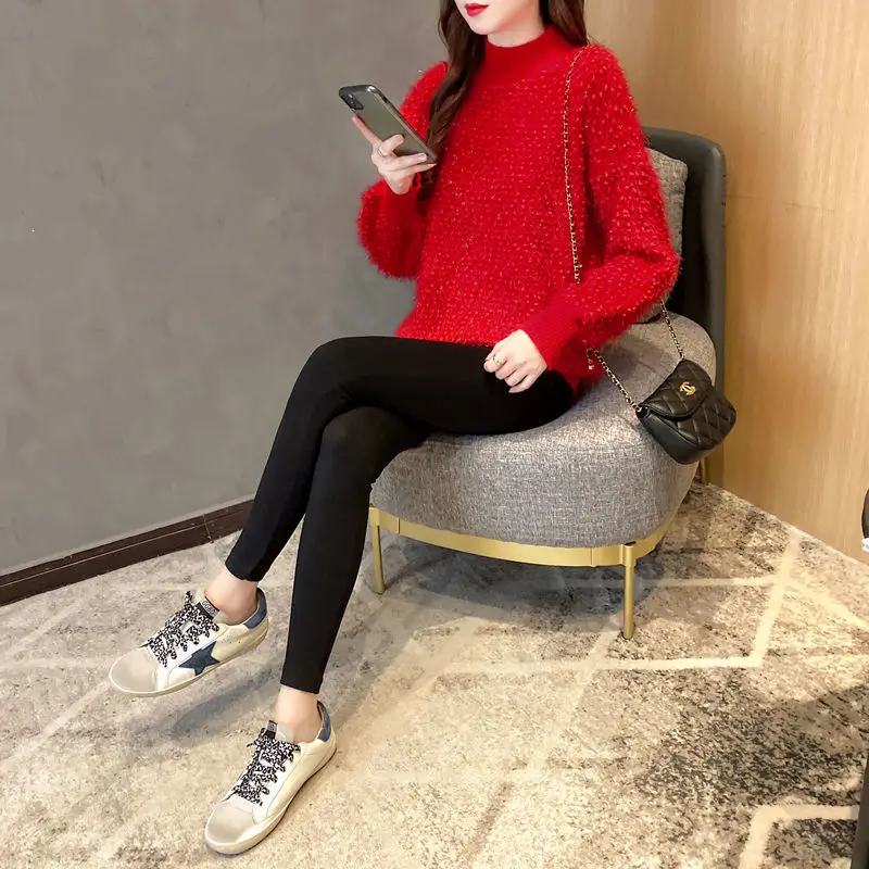 Ladies Sweaters 2022 Autumn Winter New Knitted Sweater Female Pullover  Loose Tops Fashion Warm Large Size Sweater Women Top turtleneck sweater