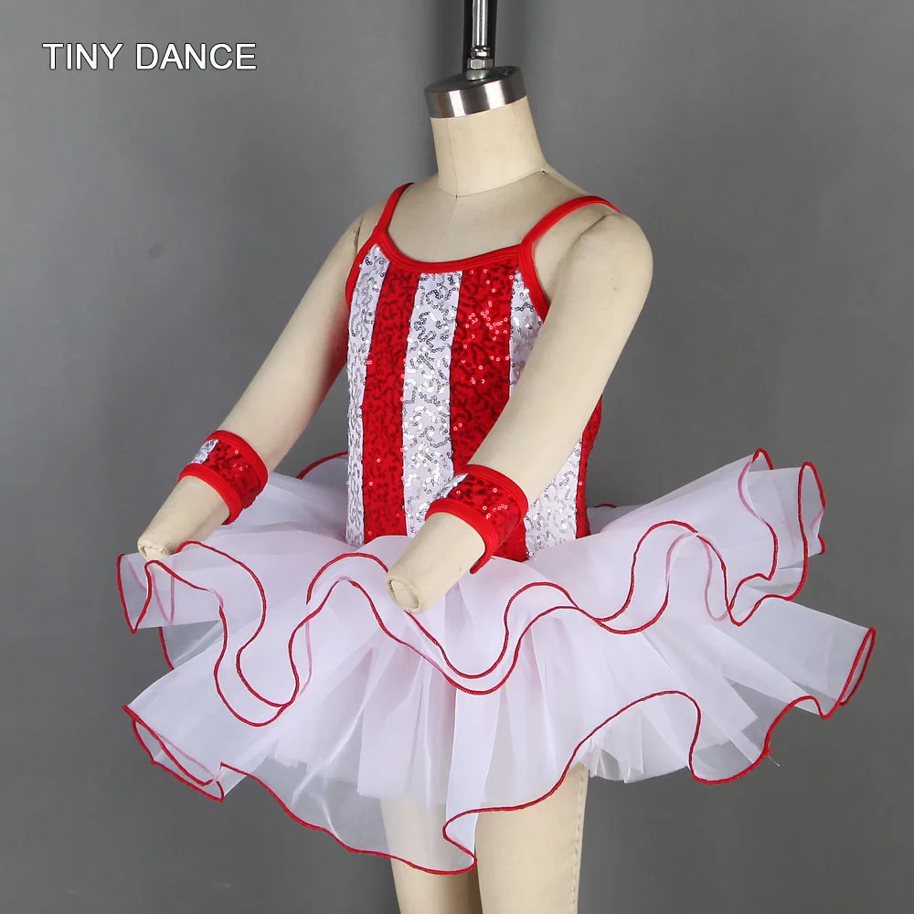 Детская танцевальная одежда для джаза и крана красное/белое платье с блестками для девочек, балетная танцевальная пачка, сценический костюм, танцевальные пачки 20028