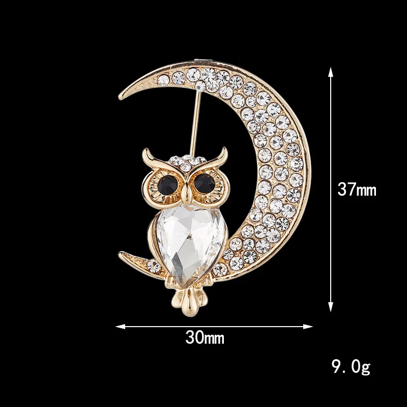 Lovastar Cute Owl Brooches Crystal Rhinestone Animal Shape Retro Wedding Party Fashion Jewelry for Women and Girls